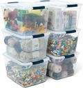 Rubbermaid Cleverstore Clear 32 Qt, 6 Pack Stackable Plastic Storage Bins with Lids, Great for Closet and Laundry Storage, Organizing in the Home