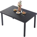 Outdoor Patio Table, 55" L Outdoor Dining Table For 6 Persons, Rectangular Table With Aluminum Frame & Removable Four Legs, Suitable For Garden, Backyard, Porch & Lawn Party (Black, 55"Lx35.4"Wx29"H)
