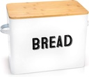 Granrosi Bread Box, Retro Metal Cake Bin w/Bamboo Wooden Lid, Space Saving Bread Box Storage Container, Compact Tin Basket for Longer and Fresher Food, Rolls