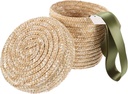 Straw Woven Storage Basket Organizing Box Lid Retro Bread Basket Multi-function for Home