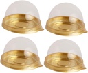 50pcs Round Yolk Crisp Box Transparent Plastic Cake Containers for Desserts Gold Color for Weddings Birthdays and Special Occasions