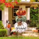 Geetery 3 Pcs Thanksgiving Pumpkin Outdoor Decorations Thanksgiving Yard Stakes 31 Inch Plastic PP Stackable Blessed Thankful Grateful Yard Sign Rustic Autumn Harvest Sign for Garden(Vintage Color)