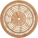 Boho Wall Basket Decor Set: Round Rattan Wall Decor, Hanging Basket, Flat Woven, Flower Shape, Khaki, 13"L x 13"W, Unisex, Indoor, Living Room