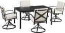 Crosley Furniture Kaplan 5-Piece Outdoor Dining Set for 4, Patio Table and Chairs for Backyard, Deck, Oiled Bronze with Oatmeal Cushions