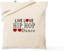 CafePress Live Love Hip Hop Dance Designs Tote Bag Reusable Natural Beige Canvas Shopping Bag