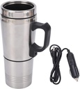 Acouto 12V Car Kettle 350Ml+150ML Stainless Steel Car Electric Heating Kettle Coffee Tea Travel Water Heating Cup
