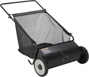 26-Inch Push Lawn Sweeper,7 Cu. Ft. Large Capacity Collection Bag,4 Spinning Brushes, Adjustable Height, Durable Steel Frame with Rubber Wheels, for Grass, Leaves & Debris Collector on All Terrains