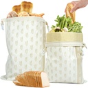 2 Pack Cotton Beeswax Bread Bags,Reusable Bread Bag for Homemade Baking 13.4" x 16.5",Sourdough Bag, Beeswax Bag, Baguette,Sourdough,Roti Storage Container,Picnic Food Bags,Thanksgiving Gift.