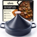 Alva Nori 3-Qt Enameled Cast Iron Tagine – Made With No PTFE, PFOA, PFAS, Oven & Induction Safe – 3-Layer Enamel, No Seasoning Needed – Moroccan-Style Dutch Oven for Braising, Stewing & Roasting, Black