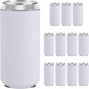 Sublimation Blanks Slim Can Cooler Sleeves,12pcs Neoprene Blank Skinny Tall Can Covers Foldable Insulators Beer Holders Fit for 12oz Slim Drink Beverage Cans