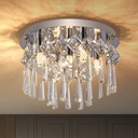 12" Modern Crystal Ceiling Light Fixture 5 Lights Flush Mount Small Chandelier Light Fixture for Hallway Kitchen Light Living Room Bedroom Bathroom Entryway,Chrome