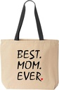 Best Mom Ever Tote Bag Love Reusable Grocery Shopping Office Natural Cotton Canvas