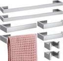 Gisafai 8 Pieces Bathroom Hardware Accessories Set Towel Holder Robe Hook Toilet Paper Holder Brushed Stainless Steel Modern Towel Set Wall Mounted(Silver)