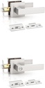KNOBWELL 1 Pack Privacy Door Handle and 1 Pack Passage Door Handle Inside Brushed Nickel Square Door Lever Interior Door Knob
