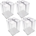 SECFOU 4pcs Transparent Cake Box for Birthday Cakes Portable Packing Box for Bakery High for Party Treats and Desserts