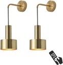 KEFA Battery Operated Wall Lights Indoor with Remote,2 Pieces of Bedroom Bedside Chandelier Gold Warm Light