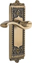Grandeur WINPRT_PSG_234 Windsor Solid Brass Rose Right Handed Passage Door Lever Set with Portofino Lever and 2-3/4" Backset - Vintage Brass