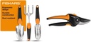 Fiskars 384490-1002 Garden Scratch Tool Set with Shovel, Hand Rake and Spade for Weed Removal, Digging, Gardening, Black/Orange & 79436997J Softgrip Bypass Pruner, Black/Orange Small