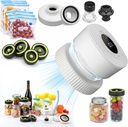 Electric Vacuum Sealer Machine, Auto Stop & Cordless, All-in-One for Wide Mouth and Regular Mouth Mason Jars, Sealer Bags, Wine Stopper, Food Container - White