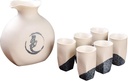 New Japanese Sake Set 7 Piece, Sake Cup Set Traditional Porcelain Pottery Ceramic Cups Crafts 6pcs Cups and 1pcs Sake Pot - Chinese Words,B,Tableware(D b)
