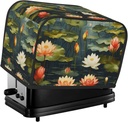 Flower Pond Toaster Cover 2 Slice, Waterproof Bread Machine Covers with Pockets Universal Size Kitchen Small Appliance Cover with Handle, Dust and Fingerprint Protection