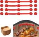 4pcs Air Fryer liner Magnets Set, Universal Fit Strip-Shaped Air Fryer Silicone Magnet Buckle with 8 Single Silicone Magnetic Buckle for Protecting Basket from Scratches Fixing Parchment Paper(Red)