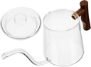 Handheld Glass Coffee Kettle Narrow Spout Capacity for Home Brewing and Tea - Design Handle