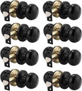 Probrico (8 Pack Round Passage Door Knob (Non-Locking Knobs), Keyless Doorknobs Interior/Exterior Door Lockset, Passage Knobs for Hallway/Closet, Black Finish Modern Design Door Hardware
