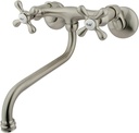 Kingston Brass KS215SN Kingston Two Handle Wall Mount Bathroom Faucet, Brushed Nickel