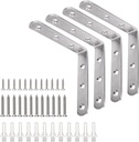 YUMORE L Bracket, 4x4 Inch Max Load: 25lb/12kg Heavy Duty Stainless Steel Solid Shelf Support Corner Brace Joint Right Angle Bracket, Pack of 4