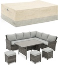 Wisteria Lane Heavy Duty Oxford Outdoor Couch Cover for Sectional, Table and Chair, Patio Furniture Cover with Air Vent, 108.3”L X 81.9”W X 31.5”H, Water-resistant, Weatherproof, Beige & Grey