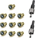 TOGU 10PCS of 220-degree Solid Brass Peep Holes for Door with 16mm Drill Bit, Compatible with Door Thick from 1-3/8" to 2-1/6", Satin Gold Finish