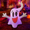 GOOSH 4 FT Height Halloween Inflatable Outdoor Hanging Cute Ghost, Blow Up Yard Decoration with LED Lights Built-in for Holiday/Party/Yard/Garden