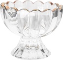 Creative Gold Rim Glass Dessert Cup Elegant Ice Cream Juice Milk Goblet with Embossed Floral Edge High Footed Ice Drinkware for Parties Bars and Home Use