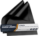 Oven Liners for Bottom of Oven - 2 Pack Large Heavy Duty Mats, 17”x25” Non-Stick Reusable Liner for Electric, Gas, Toaster Ovens, Grills - BPA & PFOA Free Kitchen Accessory to Keep Oven Clean (Black)