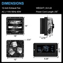 iPower Shutter Exhaust Fan, 12-inch with Temperature Humidity Controller – Wall Mount Ventilation and Cooling for Sheds, Attics, Workshops,2-Pack