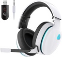 Gtheos 2.4GHz Wireless Gaming Headset for PS5, PS4 Fortnite & Call of Duty/FPS Gamers, PC, Nintendo Switch, Bluetooth 5.3 Gaming Headphones with Noise Canceling Mic, Stereo Sound, 40+Hr Battery -White