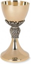 Gold Tone Grape and Leaf 8 Inch Chalice and Paten Set