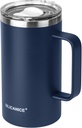 14/24oz Insulated Coffee Mug Cup With Handle, 304 Stainless Steel Vacuum Insulation, Tritan Detachable Slider Lid, BPA Free, Dishwasher Safe - Office & Home - Navy