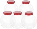 VICASKY 5pcs Christmas Candy Storage Bottles Ball Shaped Jars with Red Sealed Lids for Party Treats and Small Gift Packaging Transparent Candy Containers for Holiday Celebrations