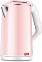 Electric Kettle Home 304 Stainless Steel Safe And Durable Electric Hot Teapot Automatic Power Off Heater 2.0L (Color : BLACK) Present (Pink)
