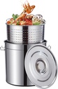 60-Quart Stainless Steel Seafood Boil Pot with Lid,Crab, Lobster, Shrimp Boil Stock Pot with Strainer, Turkey Fryer Pot, Stock Pot Boiler Deep,Fried Cooker for Commercial Outdoors