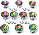 YangLand 10Pcs/Set 30mm Diamond Shape Design Colorful Crystal Glass Knobs Cupboard Drawer Pull Door Kitchen Cabinet Wardrobe Handles Hardware