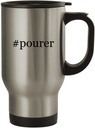 #pourer - 14oz Stainless Steel Hashtag Travel Coffee Mug, Silver