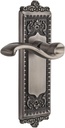Grandeur WINPRT_PSG_234 Windsor Solid Brass Rose Right Handed Passage Door Lever Set with Portofino Lever and 2-3/4" Backset - Antique Pewter