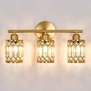 3 Light Bathroom Vanity Light Fixture Over Mirror Brushed Gold Vintage Vanity Lights with Glass Shade Farmhouse Wall Sceonce for Bedroom Dressing Room Living Room Hallway Cabinet