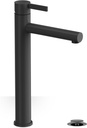 phiestina Matte Black 1 Hole Tall Bathroom Vessel Sink Faucet, Single Hole Single Handle Vanity Bathroom Faucet, with Pop Up Drain and Water Supply Line, FH01-MB-V