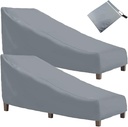 Patio Chaise Lounge Cover Grey Skyour Waterproof Heavy Duty Outdoor Recliner Cover SUN Pool Bench Chaise Longue Chair Furniture Covers for Garden Yard (2)