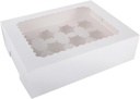 Veemoon Mini Cupcake Box with Lid - 12 Cavity White Cupcake Carrier for Weddings - Parties & Events for Desserts Muffins and Treats Paper Packaging