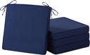Outdoor Chair Cushions Set of 4, Waterproof Patio Chair Cushions, 19" x 19"x 3" Patio Cushion for Outdoor Furniture, Outdoors Seat Cushion for Patios Furniture with Handle and Ties, Navy Blue